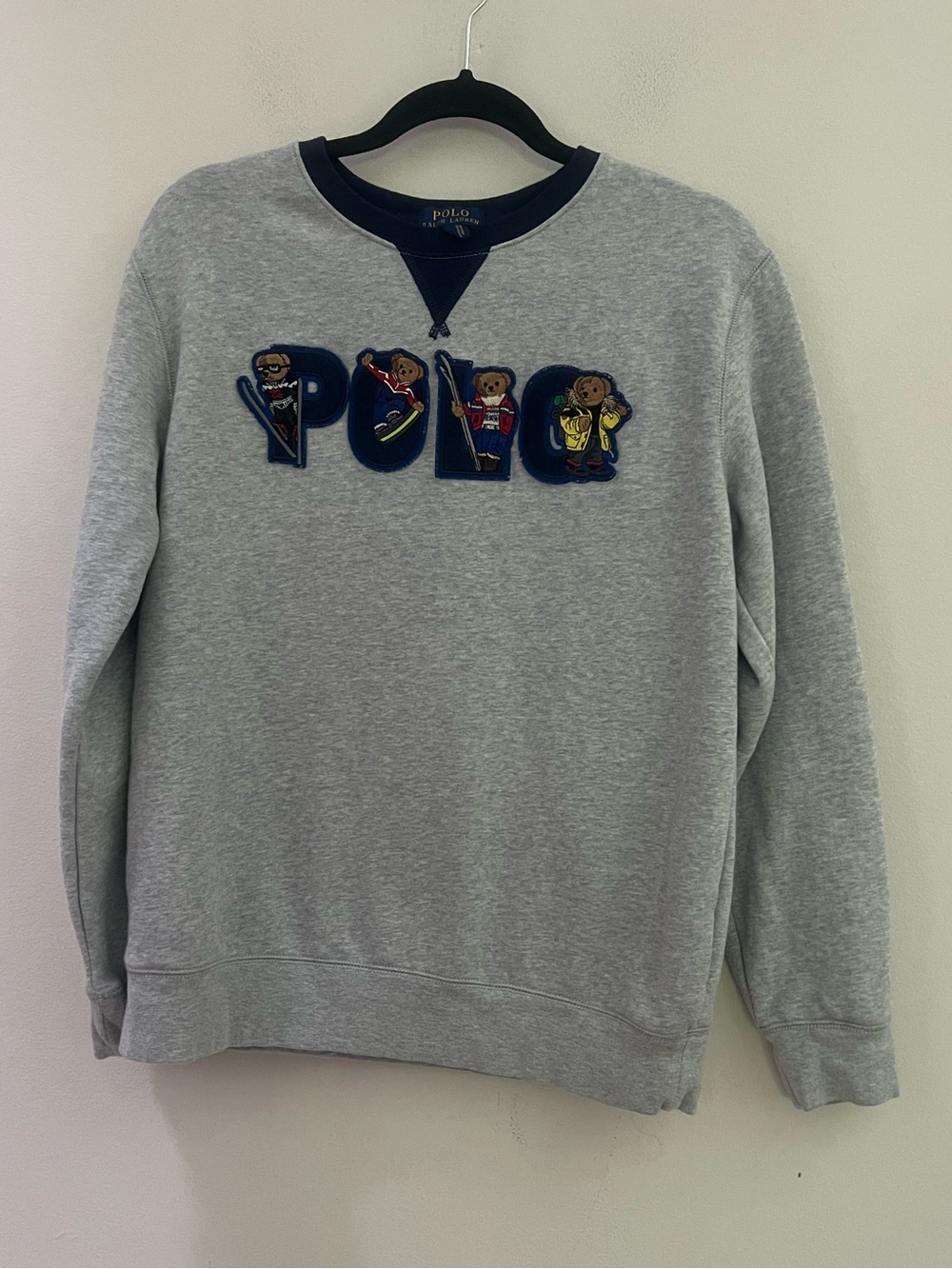 Polo by Ralph Lauren Heather Gray Crewneck with Polo Bear Appliqué